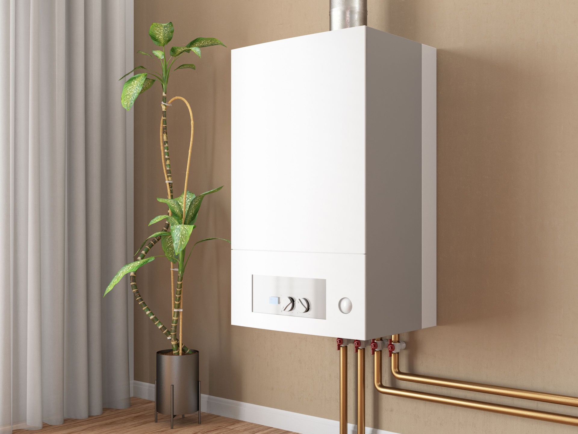 Modern White Tankless Water Heater In House saving huge space in the house