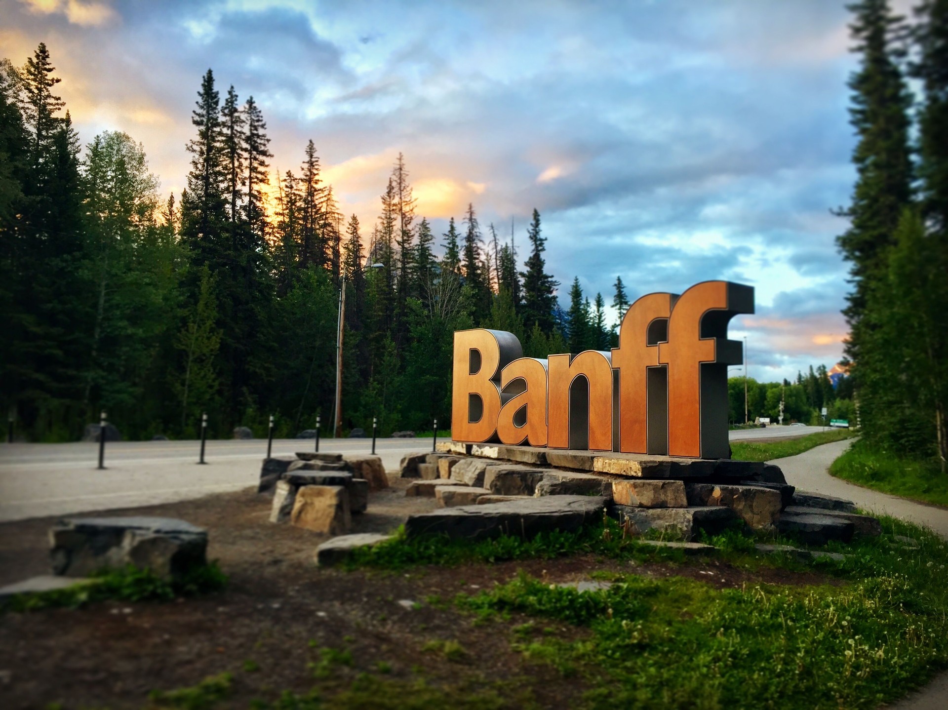Banff Town Sign, Banff, Alberta, Canada.
